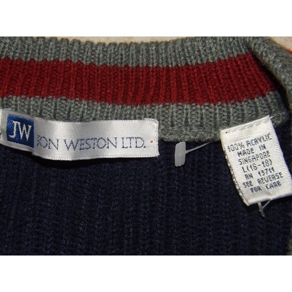 Jon Weston LTD Cardigan Sweater Women Sz L 16‎ - 18 Made In USA Vintage Blue NWT - Picture 3 of 5